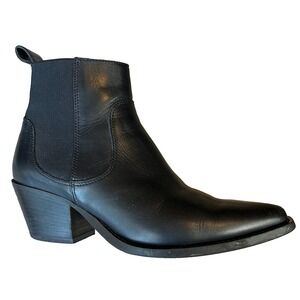 Everlane Western Boots Black Leather Heeled Ankle Chelsea Made in Italy Womens 8